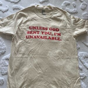 Short Sleeve Cream Tee with Bold Red Print